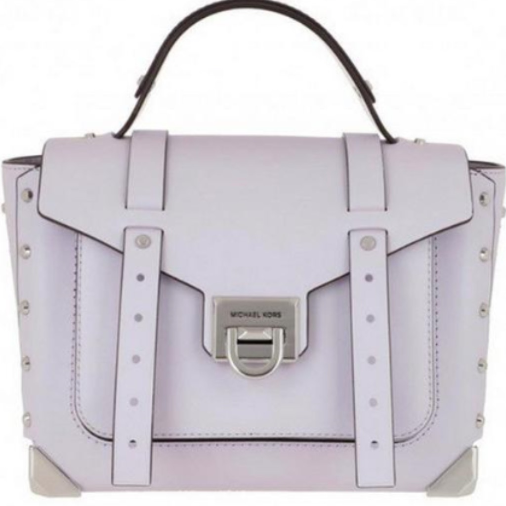 Nwt Michael Kors Manhattan Medium Top Handle School Lavender Mist/Sliver Satchel